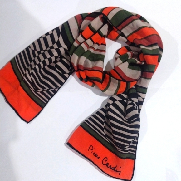 Pierre Cardin Colorful Design Thin Light Long Scarf 10x48-inch- Good Condition